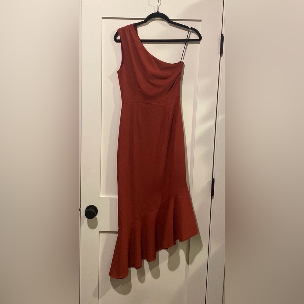 Hutch formal dress, one shoulder, red/burgundy XS, NWOT